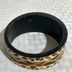 RARE Wide Marbled Bangle Bracelet Brown TAN Statement 70s Boho Vintage.